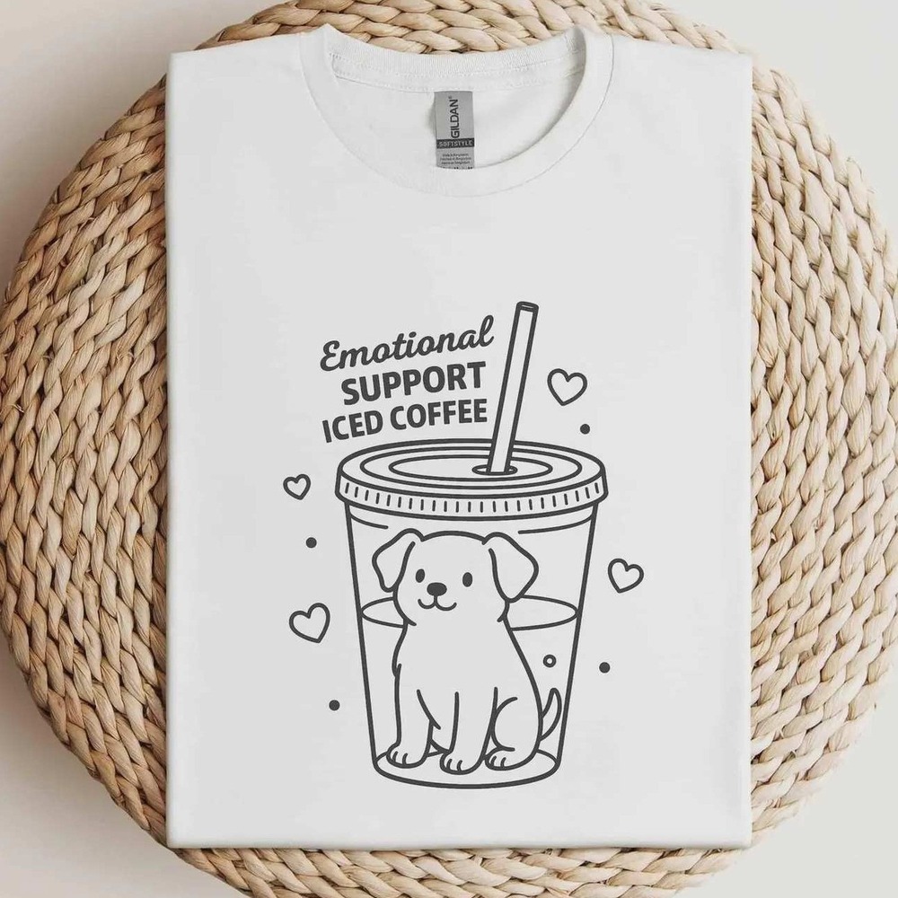 Emotional Support Iced Coffee NEW white short sleeve shirt